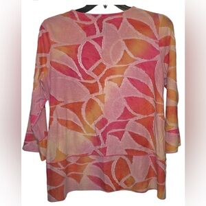 Ali Miles Womens Pullover Textured Top Size med Colorful Art To Wear Boxy Top